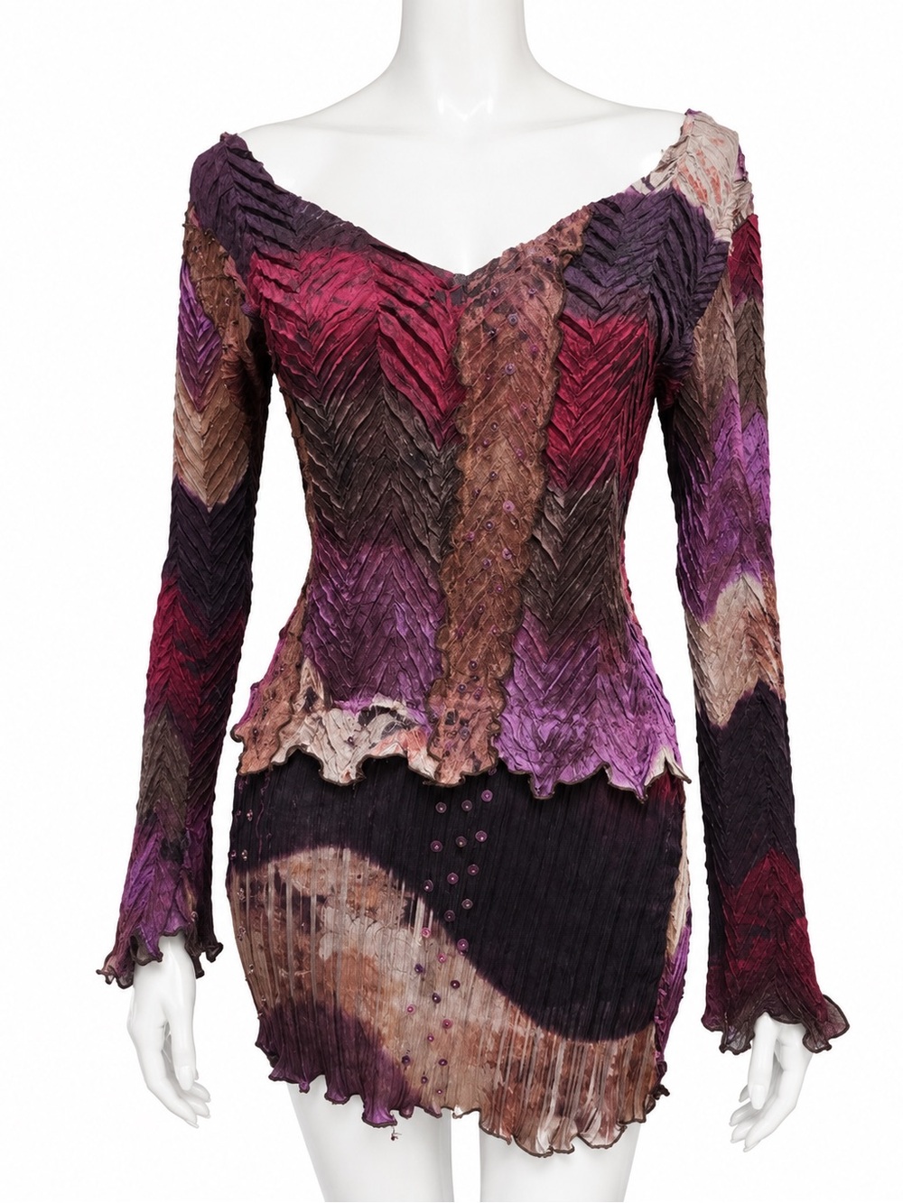 Alberto Makali multicolored witchy ruffle lettuce hem size L